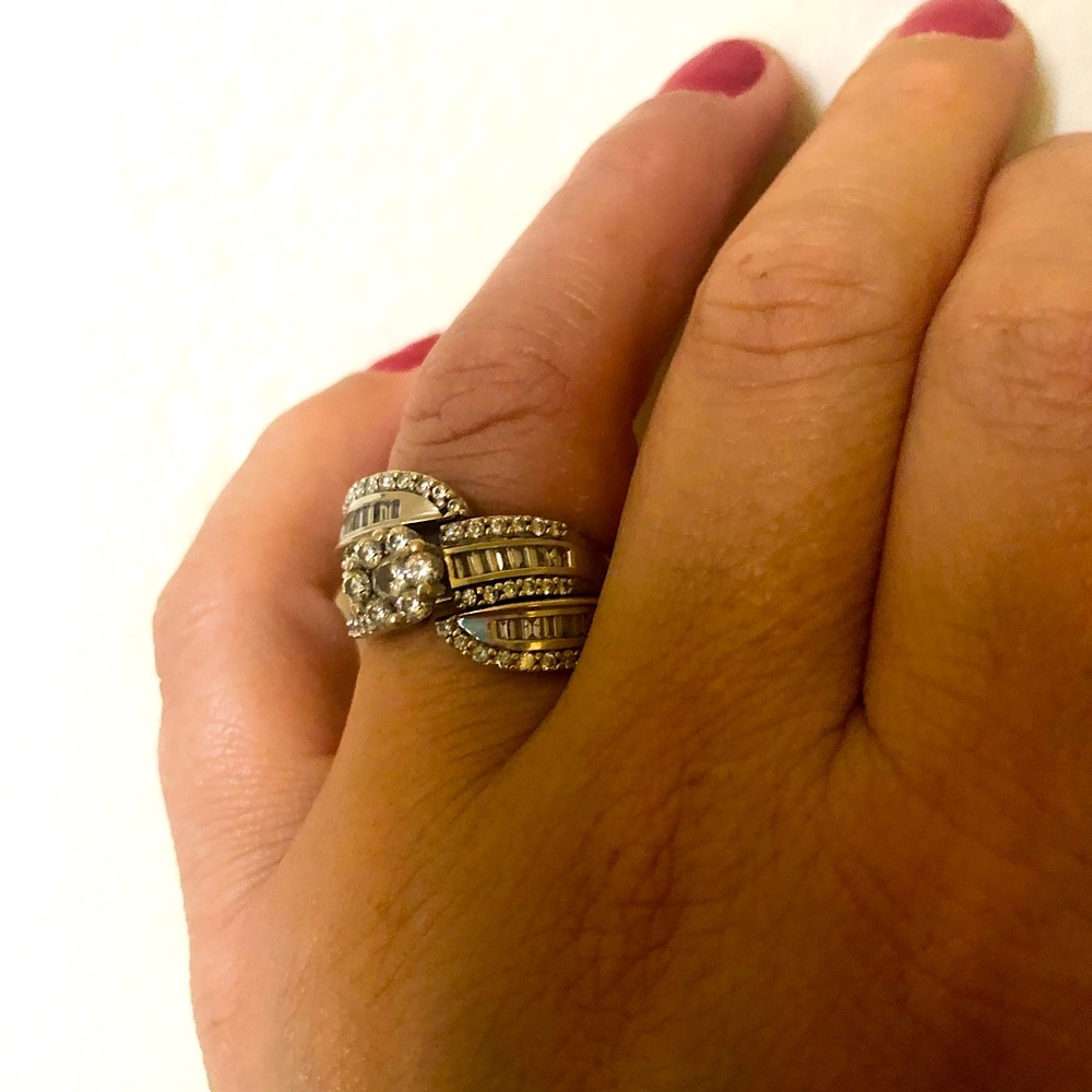 Wedding Bridal set 14k white gold